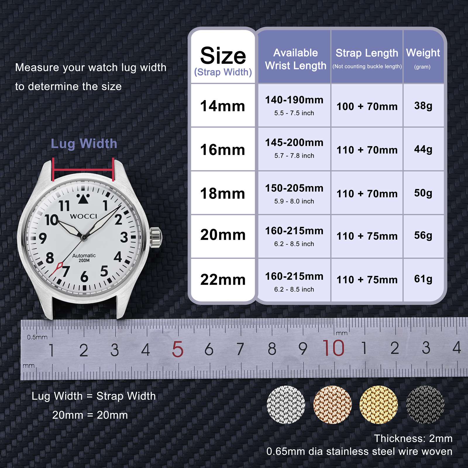 WOCCI Elite Bracelet de montre - Mesh Strap Metal avis et prix